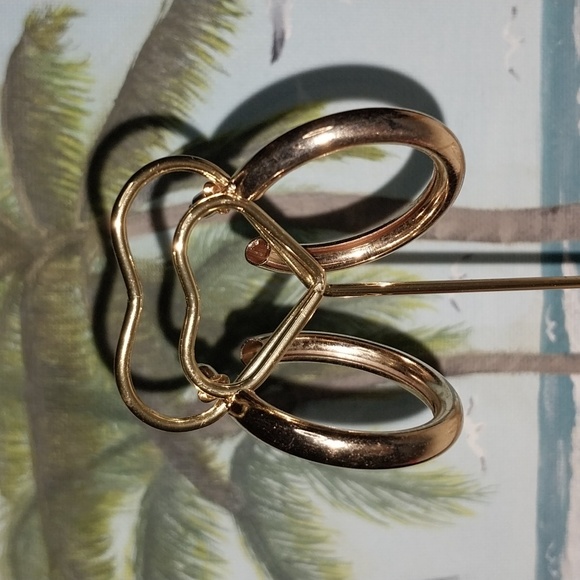 Pierced gold tone hollow hoop earrings - Picture 3 of 10